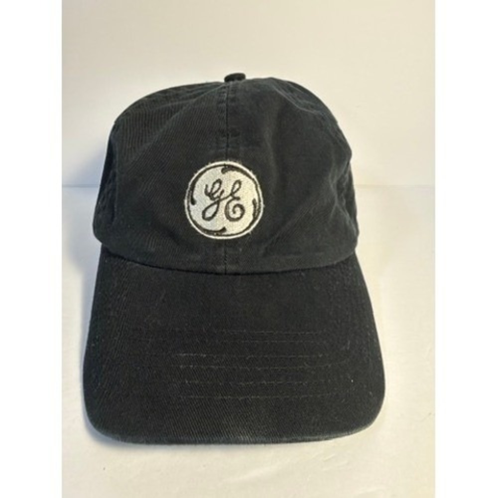 General Electric GE Logo Black Cotton Adjustable Strapback Dad Hat Baseball Cap